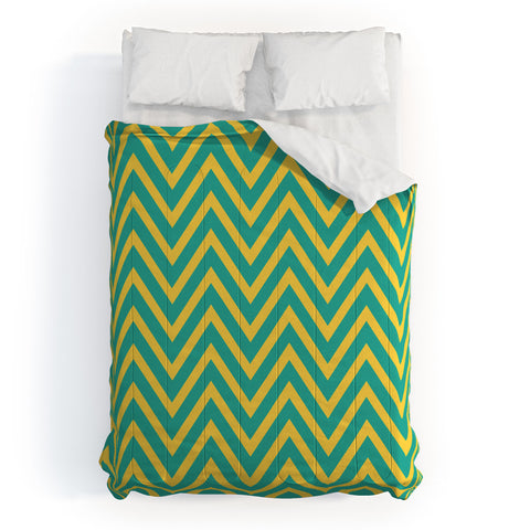 Allyson Johnson Teal Chartreuse Chevron Comforter