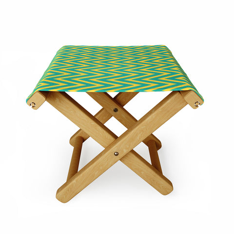 Allyson Johnson Teal Chartreuse Chevron Folding Stool