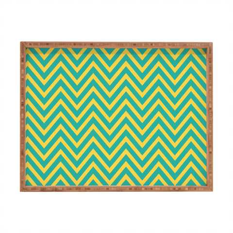 Allyson Johnson Teal Chartreuse Chevron Rectangular Tray