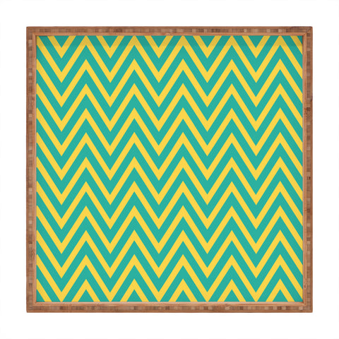 Allyson Johnson Teal Chartreuse Chevron Square Tray