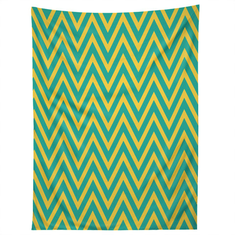 Allyson Johnson Teal Chartreuse Chevron Tapestry