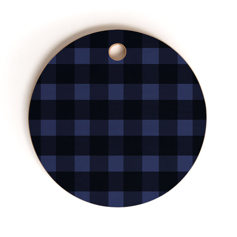 Allyson Johnson Woodsy Blue Plaid Cutting Board Round