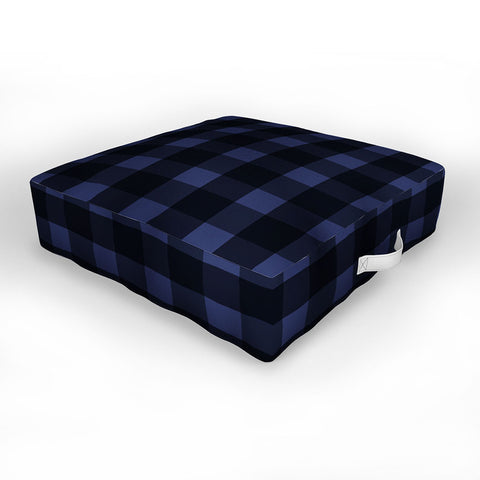 Allyson Johnson Woodsy Blue Plaid Outdoor Floor Cushion