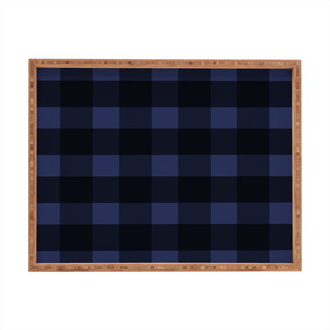 Allyson Johnson Woodsy Blue Plaid Rectangular Tray