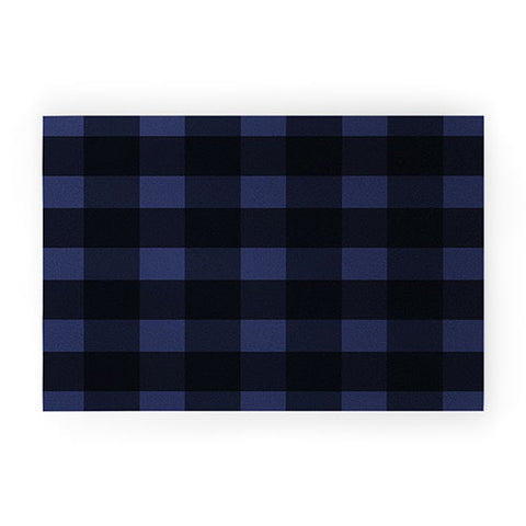 Allyson Johnson Woodsy Blue Plaid Welcome Mat