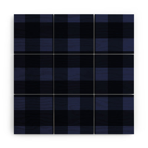 Allyson Johnson Woodsy Blue Plaid Wood Wall Mural