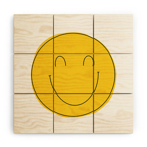 Allyson Johnson Yellow smiley face Wood Wall Mural