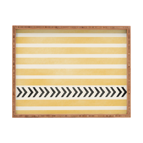 Allyson Johnson Yellow Stripes And Arrows Rectangular Tray