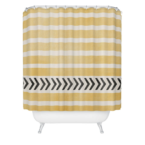 Allyson Johnson Yellow Stripes And Arrows Shower Curtain