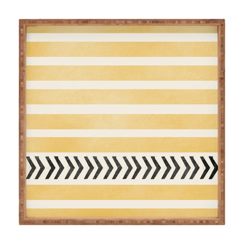 Allyson Johnson Yellow Stripes And Arrows Square Tray