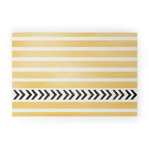 Allyson Johnson Yellow Stripes And Arrows Welcome Mat