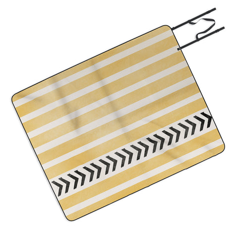 Allyson Johnson Yellow Stripes And Arrows Picnic Blanket