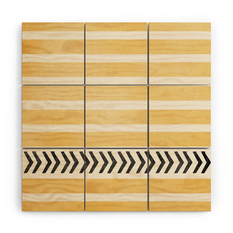 Allyson Johnson Yellow Stripes And Arrows Wood Wall Mural