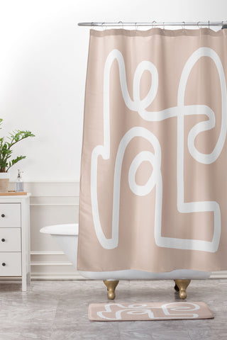 almostmakesperfect blush squiggle Shower Curtain And Mat
