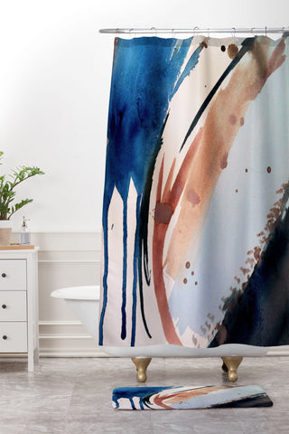 Alyssa Hamilton Art 708 a minimal mixed media Shower Curtain And Mat