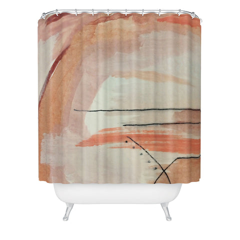 Alyssa Hamilton Art Aly 3 minimal pinks white Shower Curtain