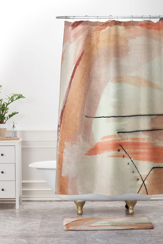 Alyssa Hamilton Art Aly 3 minimal pinks white Shower Curtain And Mat