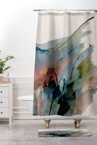 Alyssa Hamilton Art Begin again 2 an abstract mix Shower Curtain And Mat