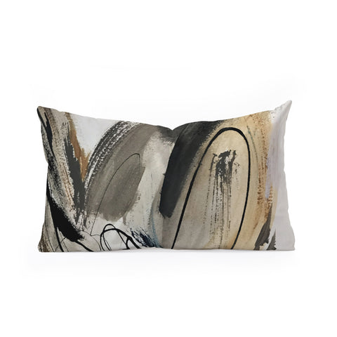 Alyssa Hamilton Art Drift 5 a neutral abstract mix Oblong Throw Pillow