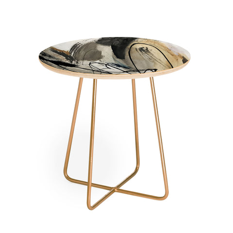Alyssa Hamilton Art Drift 5 a neutral abstract mix Round Side Table