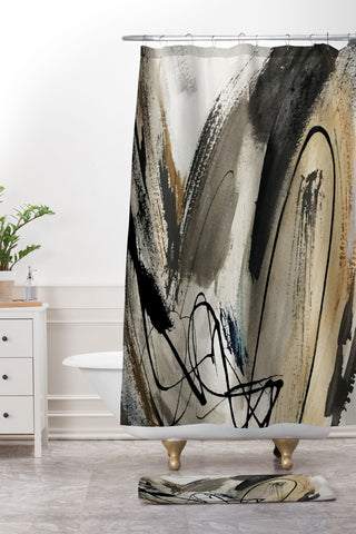 Alyssa Hamilton Art Drift 5 a neutral abstract mix Shower Curtain And Mat