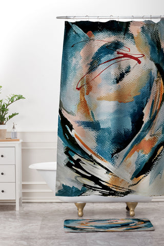 Alyssa Hamilton Art Drift 6 a bold mixed media Shower Curtain And Mat