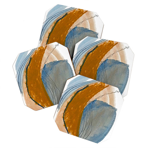 Alyssa Hamilton Art Gentle Breeze a minimal abstract Coaster Set