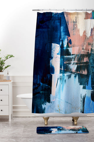 Alyssa Hamilton Art On the Dock a pretty abstract Shower Curtain And Mat