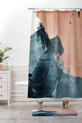 Alyssa Hamilton Art Renew a minimal abstract piece Shower Curtain And Mat