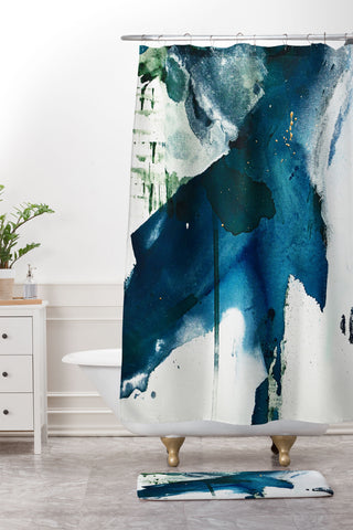 Alyssa Hamilton Art Untamed a minimal abstract Shower Curtain And Mat