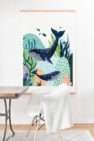 Ambers Textiles Blue Whale Family Art Print And Hanger