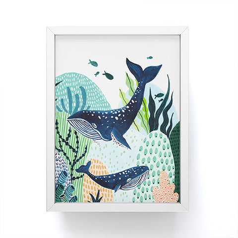 Ambers Textiles Blue Whale Family Framed Mini Art Print