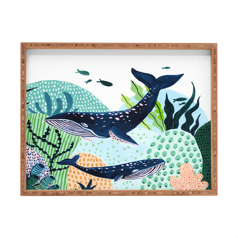 Ambers Textiles Blue Whale Family Rectangular Tray