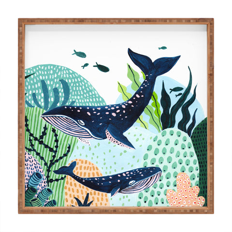 Ambers Textiles Blue Whale Family Square Tray