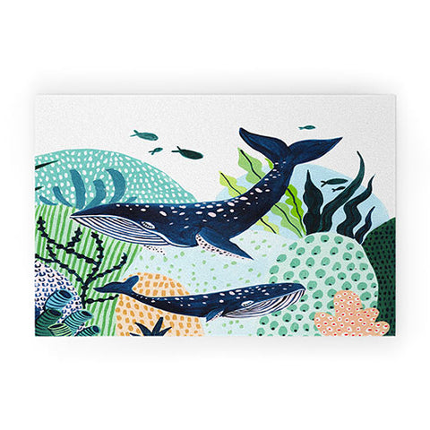 Ambers Textiles Blue Whale Family Welcome Mat