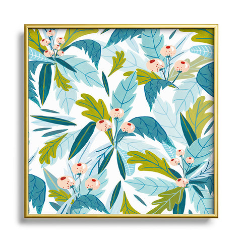 Ambers Textiles Folk Florals Square Metal Framed Art Print