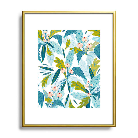 Ambers Textiles Folk Florals Metal Framed Art Print