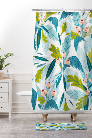 Ambers Textiles Folk Florals Shower Curtain And Mat