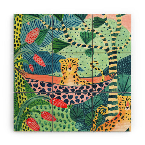 Ambers Textiles Jungle Leopard Family Wood Wall Mural