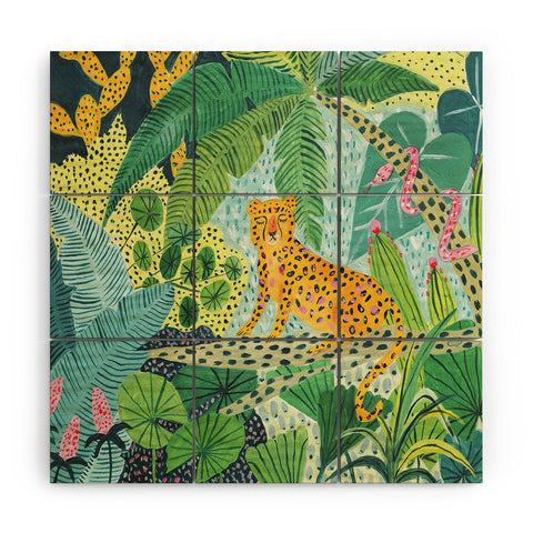 Ambers Textiles Jungle Leopard Wood Wall Mural