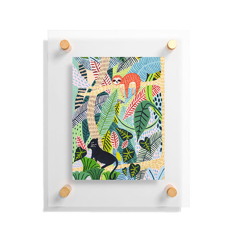 Ambers Textiles Jungle Sloth and Panther Floating Acrylic Print