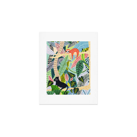 Ambers Textiles Jungle Sloth and Panther Art Print