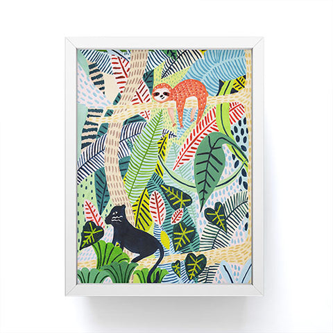 Ambers Textiles Jungle Sloth and Panther Framed Mini Art Print