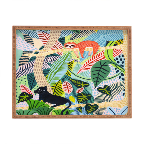 Ambers Textiles Jungle Sloth and Panther Rectangular Tray