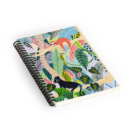 Ambers Textiles Jungle Sloth and Panther Spiral Notebook