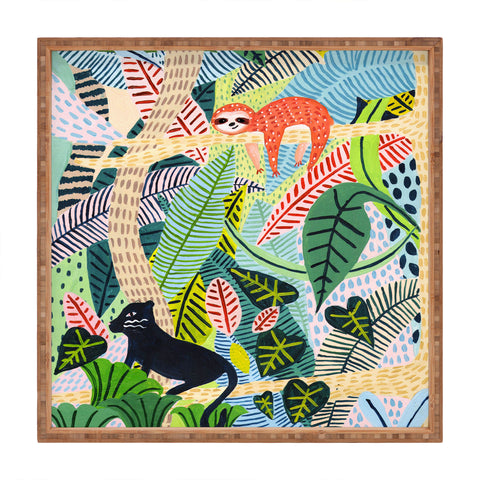 Ambers Textiles Jungle Sloth and Panther Square Tray