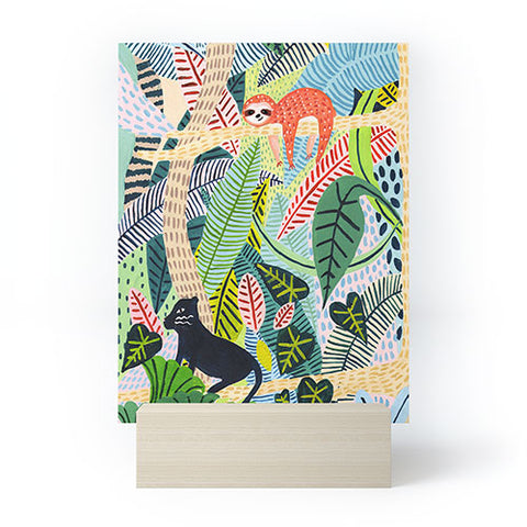 Ambers Textiles Jungle Sloth and Panther Mini Art Print