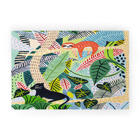 Ambers Textiles Jungle Sloth and Panther Welcome Mat