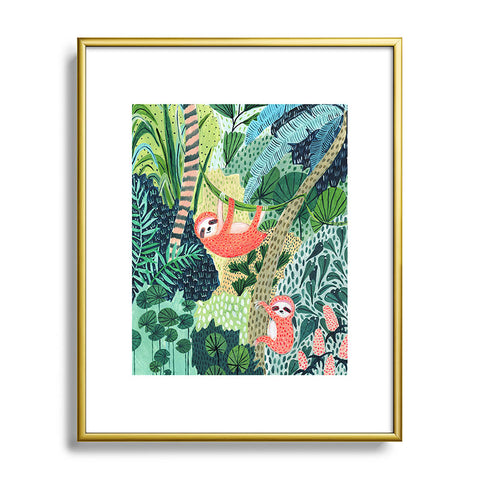 Ambers Textiles Jungle Sloth Metal Framed Art Print