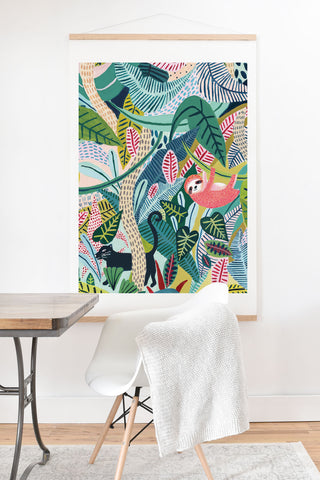 Ambers Textiles Jungle Sloth Panther Pals Art Print And Hanger
